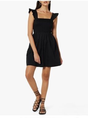 The Drop Kari Ruffled-Shoulder Smocked Mini Dress